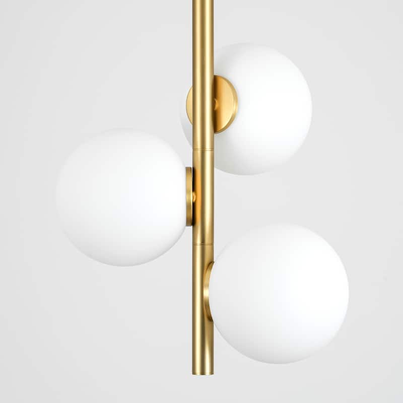 Rennnsan 3-Light Modern Vertical Gold Opal Glass Globe Pendant Ligh for Entryway & Bedroom - 10.2 in. W x 13.8 in. H