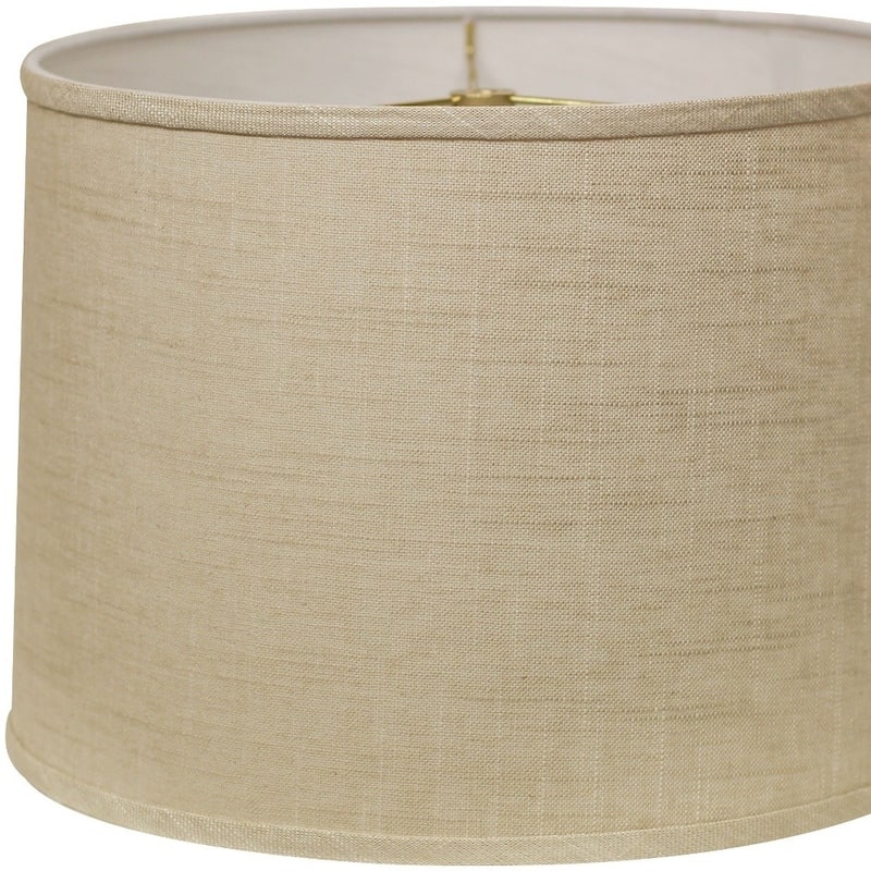 HomeRoots 17" Light Wheat Throwback Drum Linen Lampshade - 17