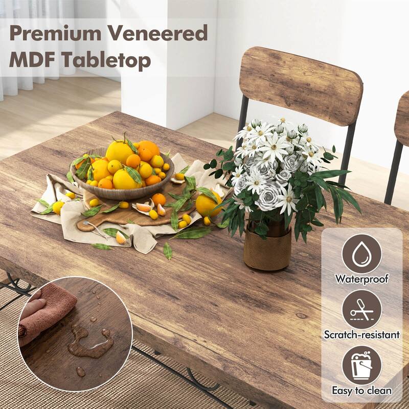 Costway 5 PCS Industrial Kitchen Dining Room Furniture with Wood