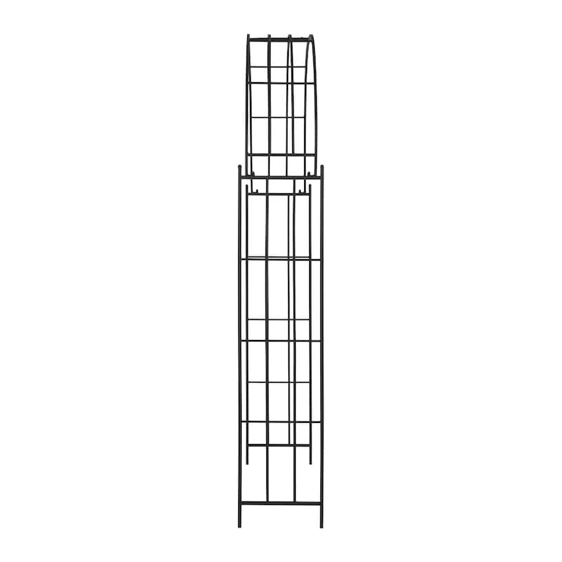 Metal Indoor Outdoor Arched Garden Arbor with Lattice Work Sides - Black or White - Roche River Decor