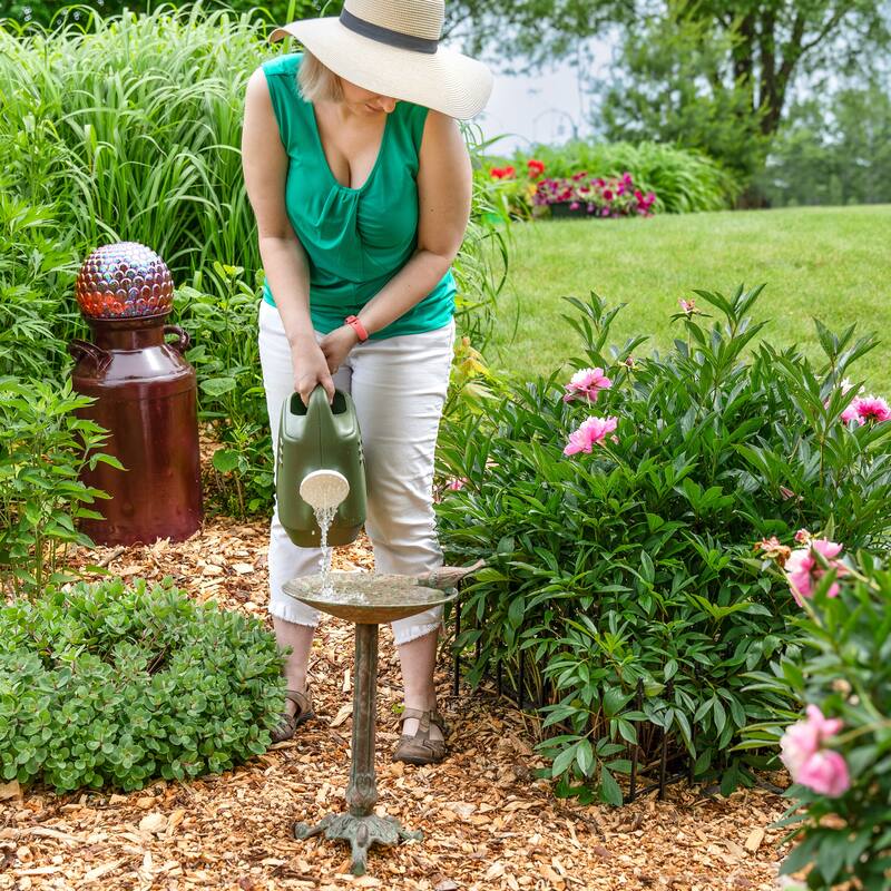 Ivy and Sage Metal Bird Bath - Rustic Patina - 12.25 in