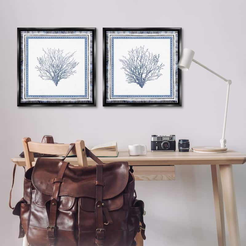 Stupell Maritime Coral Tendrils Framed Floater Canvas Wall Art Design By Lanie Loreth (Set of 2)