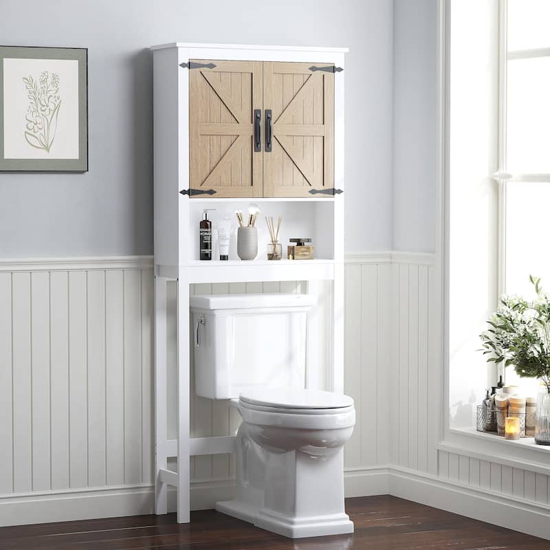 COSTARS Farmhouse Over-the-Toilet Storage Cabinet with Barn Doors