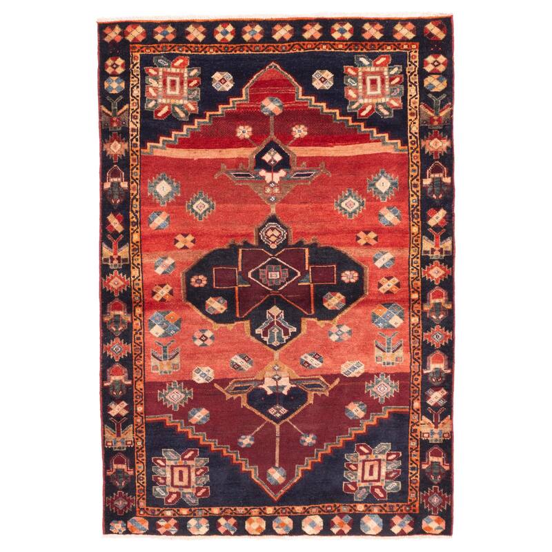 ECARPETGALLERY Hand-knotted Anatolian Vintage Red Wool Rug - 4'1 x 6'0