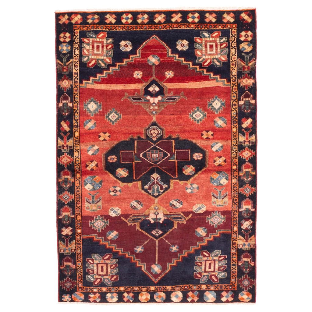ECARPETGALLERY Hand-knotted Anatolian Vintage Red Wool Rug - 4'1 x 6'0