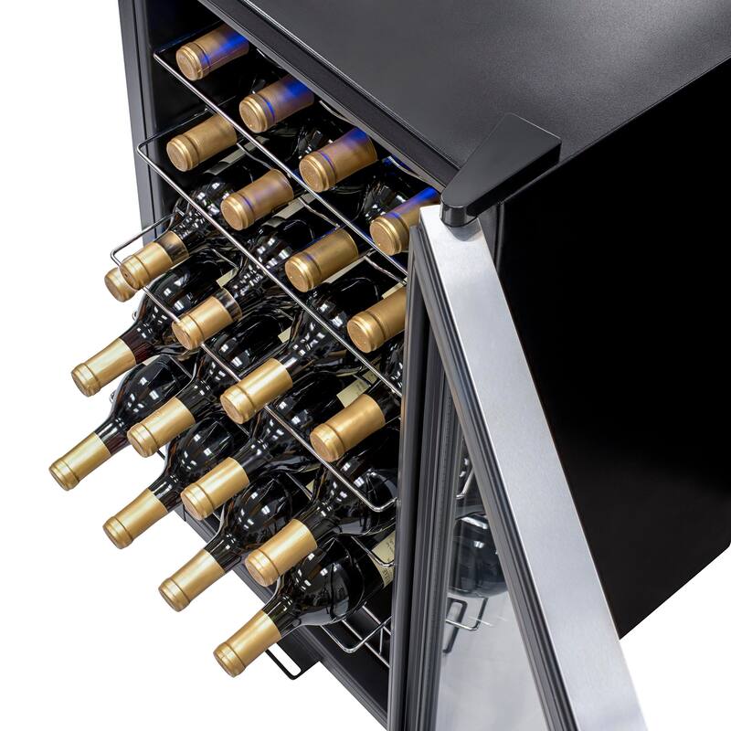 Newair Freestanding 27 Bottle Wine Fridge in Stainless Steel, Adjustable Chrome Racks and Exterior Digital Thermostat