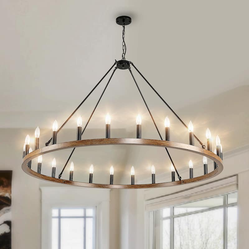 16-Light Modern Farmhouse Light Wagon Wheel Chandelier 43 Inch