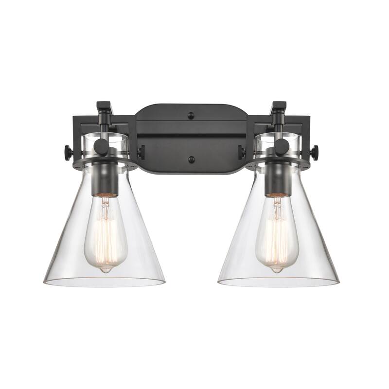 Innovations Lighting Newton Cone 2 Light 17" Bath Vanity Light - Matte Black