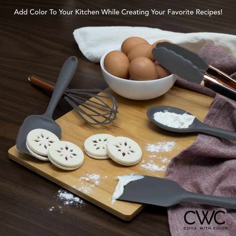 COOK WITH COLOR Silicone Kitchen Utensil Set Nonstick Safe, Easy-Clean Cooking Tools, Aqua