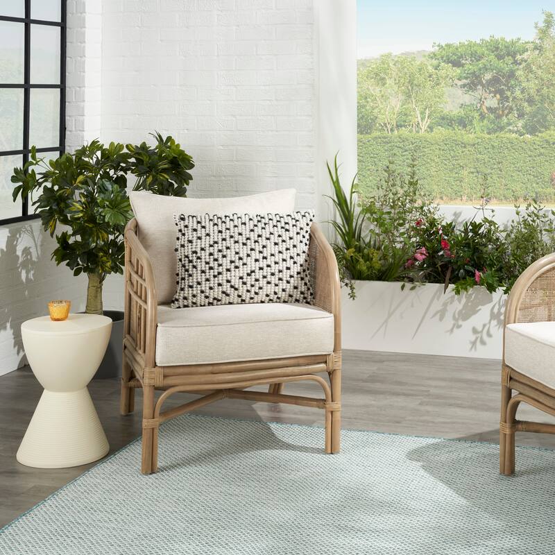 Cartier Outdoor Pillows Loop Dots Throw Pillow by Havenside Home - 14" x 20" - Black