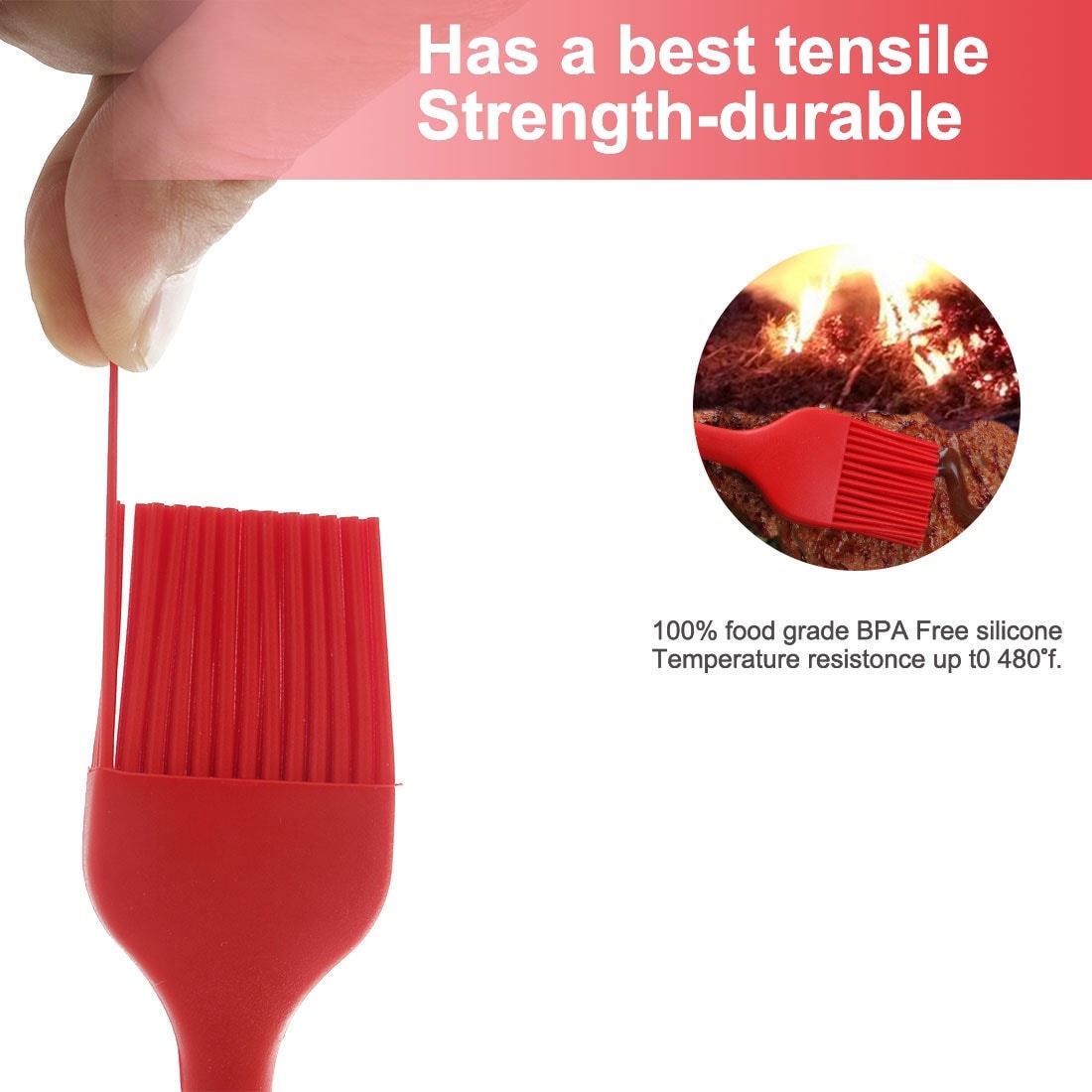 BBQ Oil Brush Silicon Basting Head Stainless Steel Handle Grill Barbecue  Cooking Food safe Sauce Brush Removable Kitchen Gadget