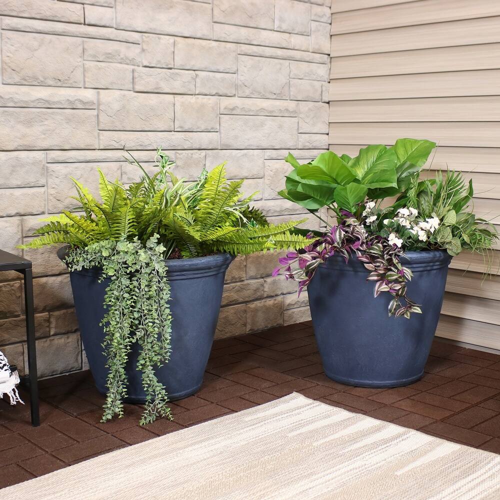 Sunnydaze Anjelica Polyresin Outdoor Flowerpot Planter - 24" - Slate