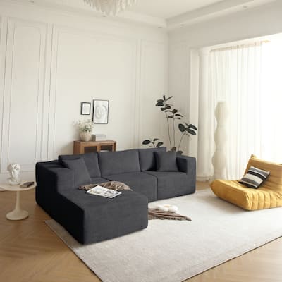 Modular Sectional Sofa 3-Seat Sofa Bed L Shaped Sleeper Couch wOttoman