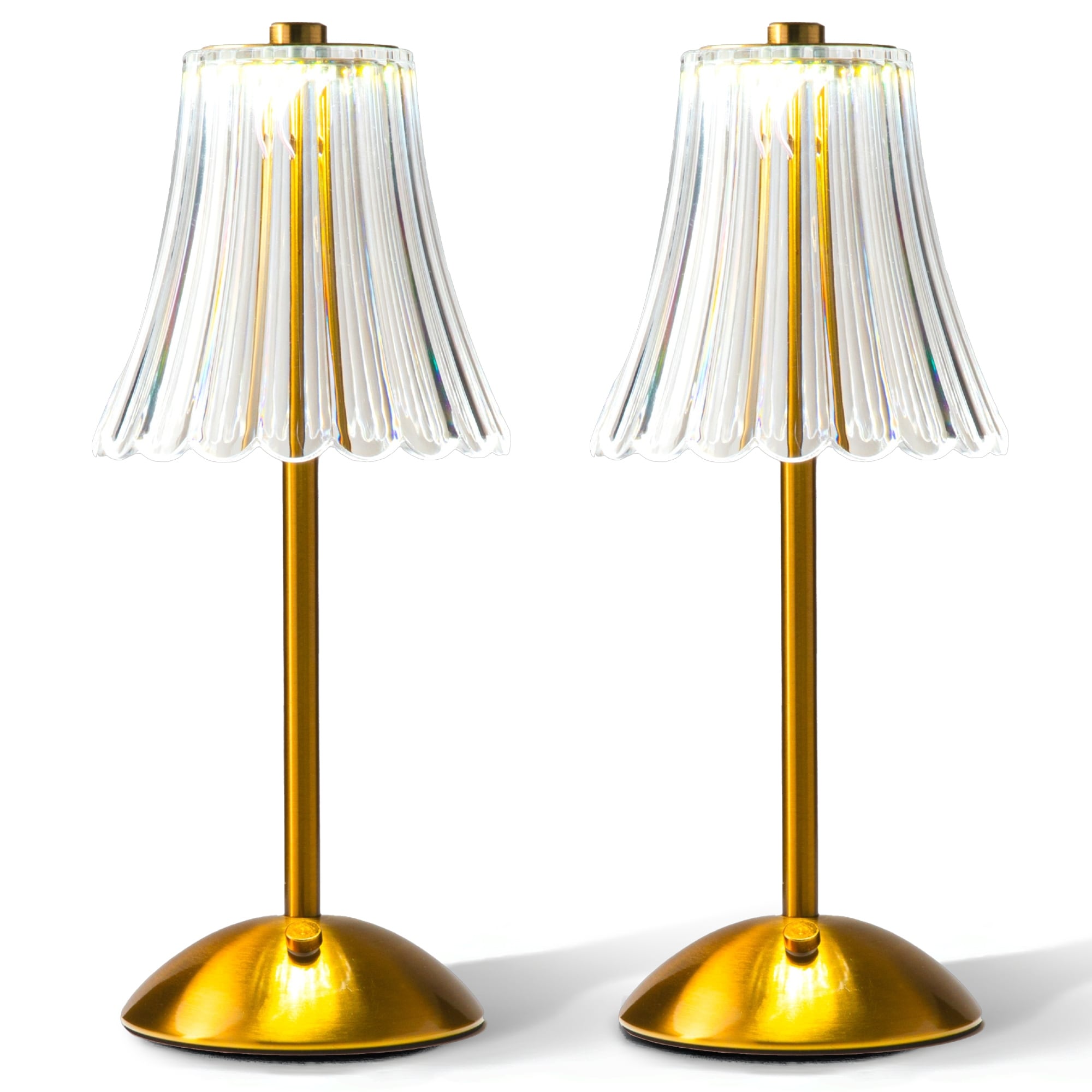 Bell + Howell Alma Table Lamp 2 Pack Small Cordless Touch LED Rechargeable, Gold Base