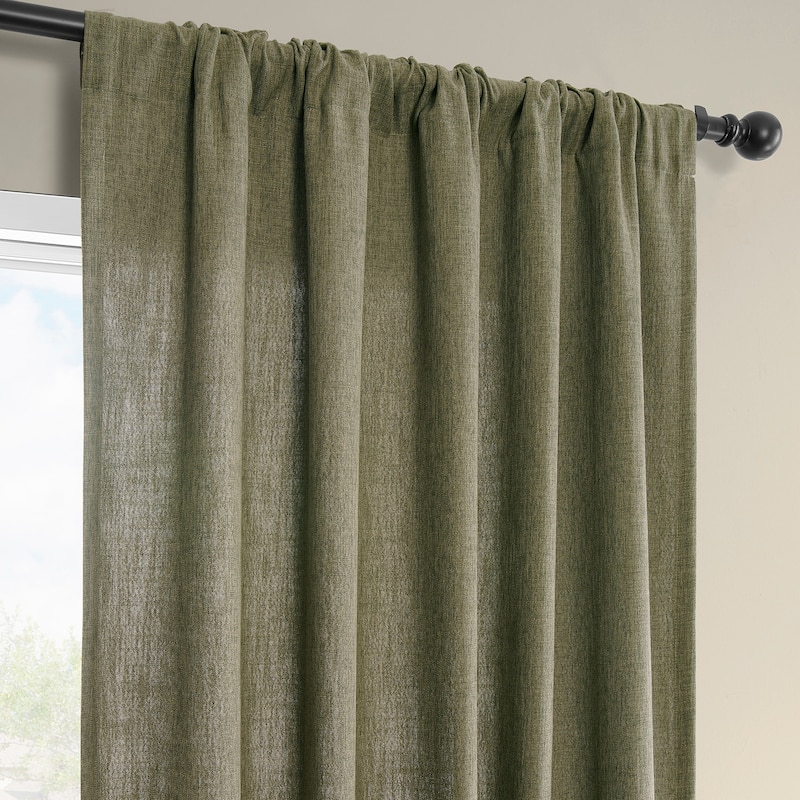 Exclusive Fabrics Basic Faux Linen Curtain Pair - 2 Panels - Light Filtering Window Curtains