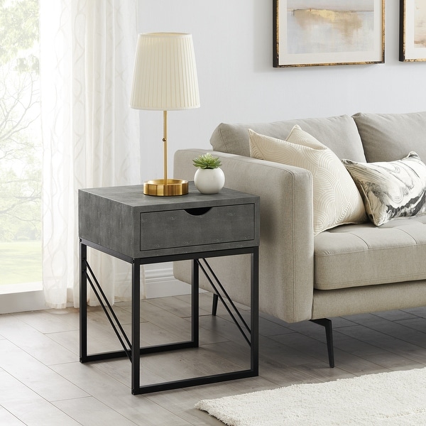 Carson Carrington 1-Drawer Faux Shagreen Side Table. Opens flyout.
