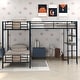preview thumbnail 3 of 9, L-Shaped Twin Bunk Bed with Loft, Desk, and Shelves, Brown