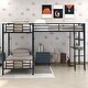 preview thumbnail 3 of 9, Twin Size L-Shaped Bunk Bed with Loft, Desk, and Shelves, Brown