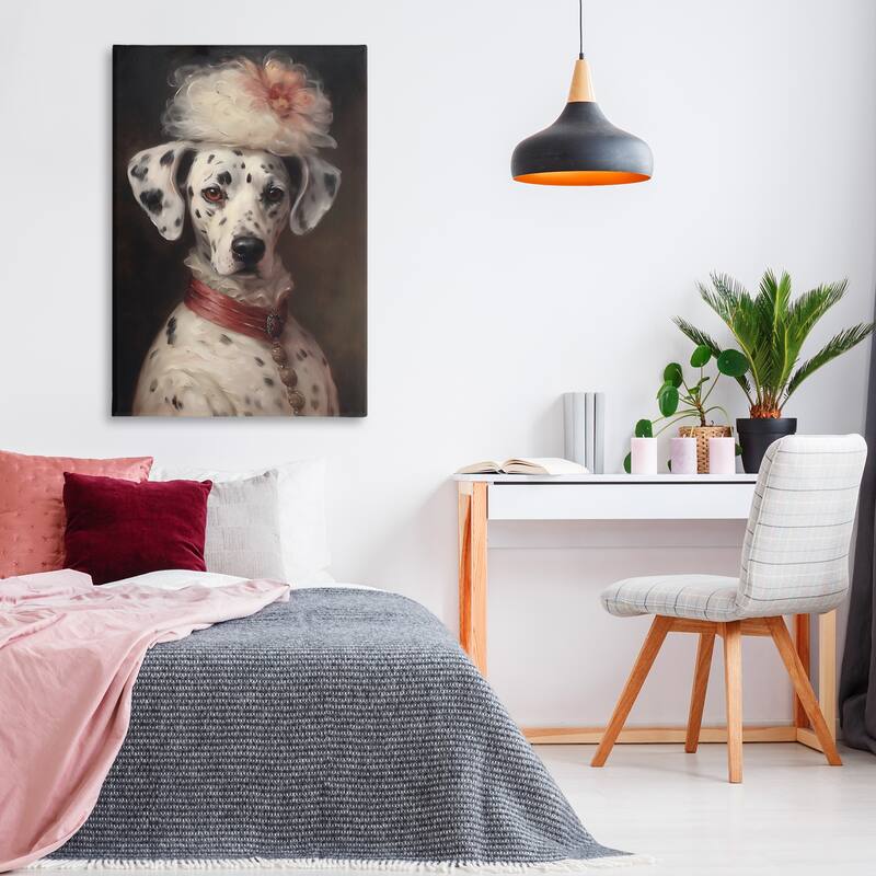 Stupell Dalmatian with Fancy Hat Portrait Canvas Wall Art Design By Wumples