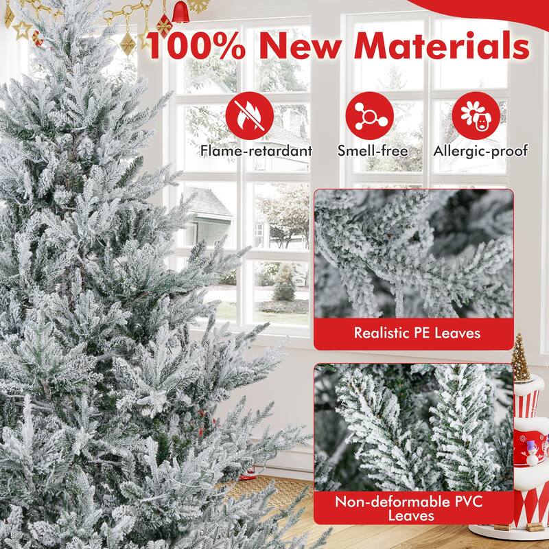 Gymax Pre-Lit Artificial Christmas Tree w/ 1074 Branch Tips 450 White - See Details