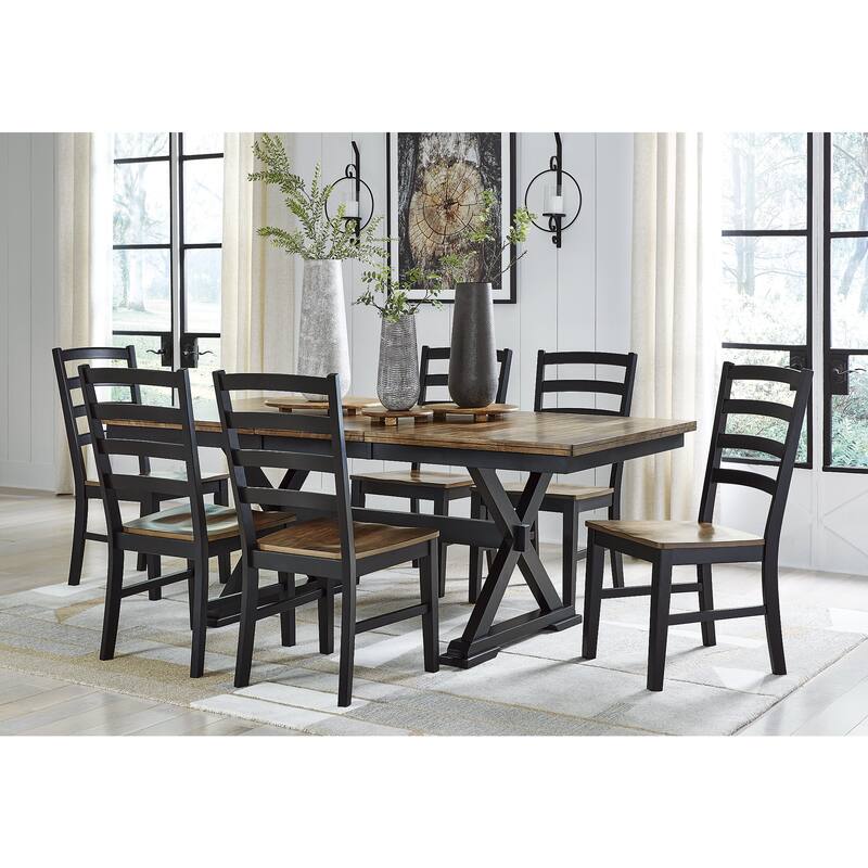 Signature Design by Ashley Wildenauer Black/Brown Dining Table and 6 Chairs