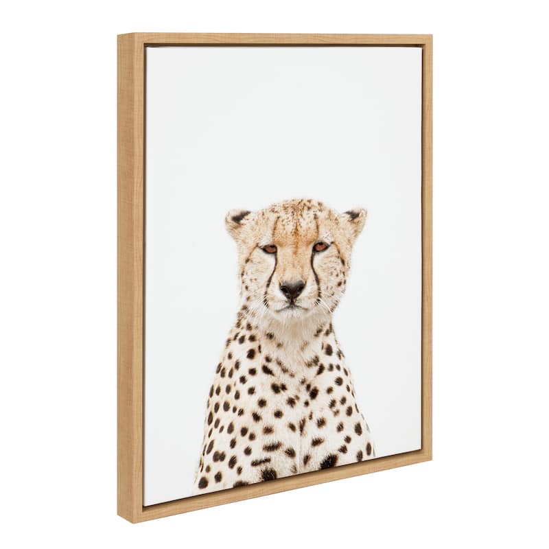Kate and Laurel Sylvie Cheetah Portrait Framed Canvas by Amy Peterson Art Studio - 18x24 - Brown