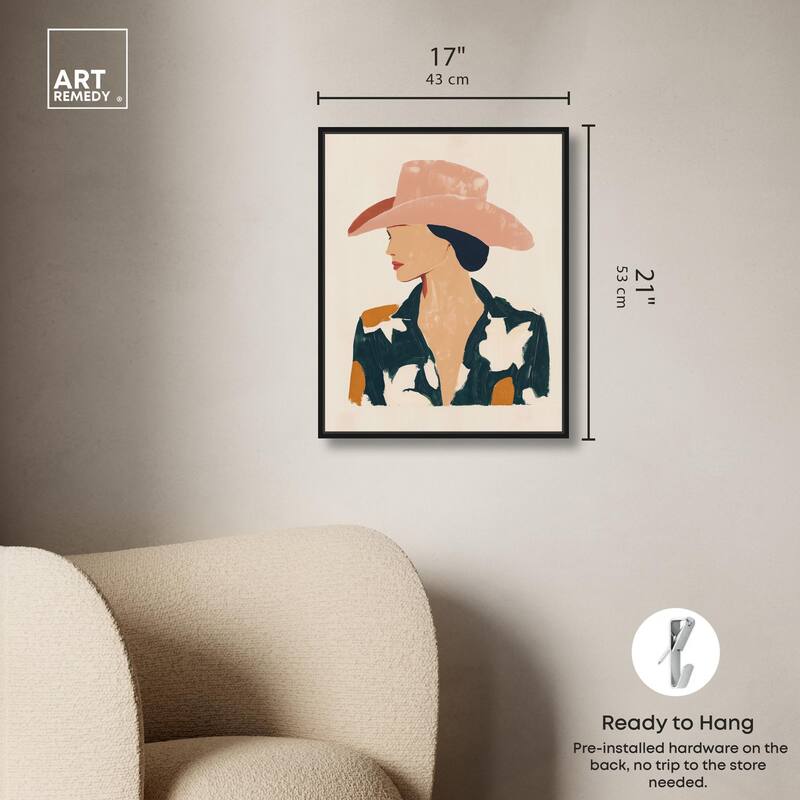 Woman in the Pink Hat Canvas by Art Remedy