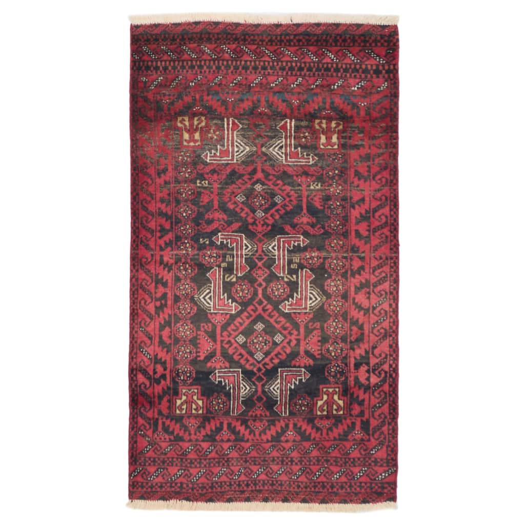ECARPETGALLERY Hand-knotted Baluch Black, Red Wool Rug - 3'1 x 5'6
