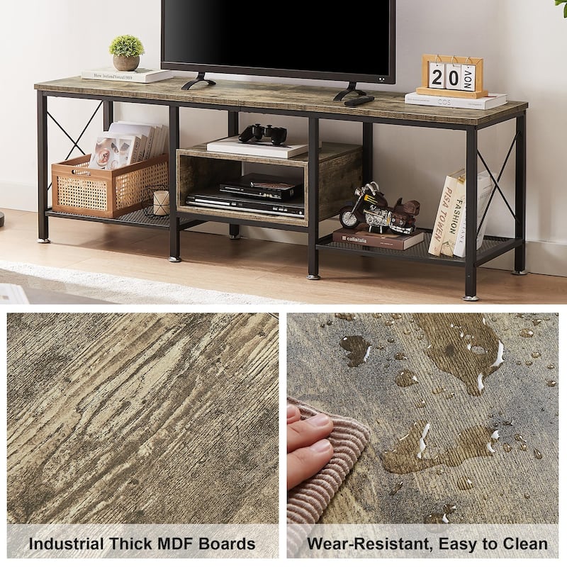 Industrial TV Stand for 70 Inch Television 3Tier Console with