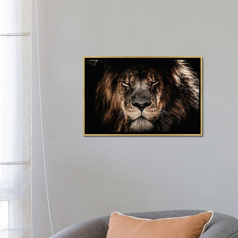 iCanvas "Lion Straight Stare" by Adrian Vieriu Framed