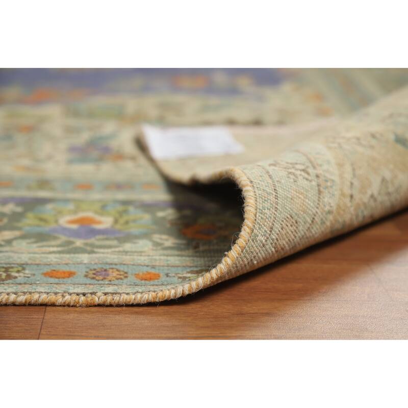 Hand Knotted Oriental 100% Wool Carpet Traditional Floral Purples Tabriz Area Rug - 11' 0'' X 8' 2''