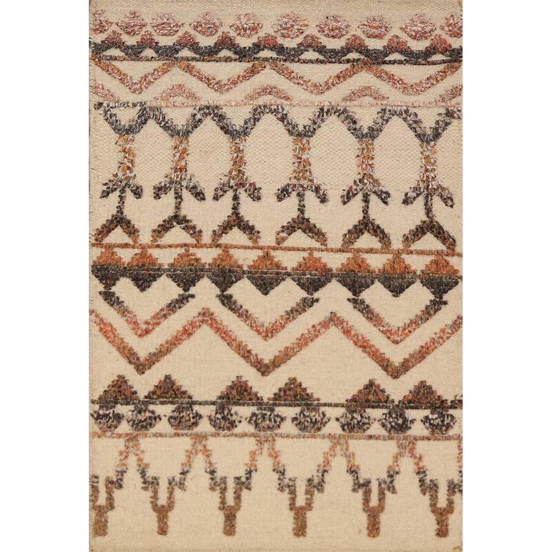 Chevron Moroccan Indian Rug Hand-Knotted Wool Carpet - 2'0"x 3'0"