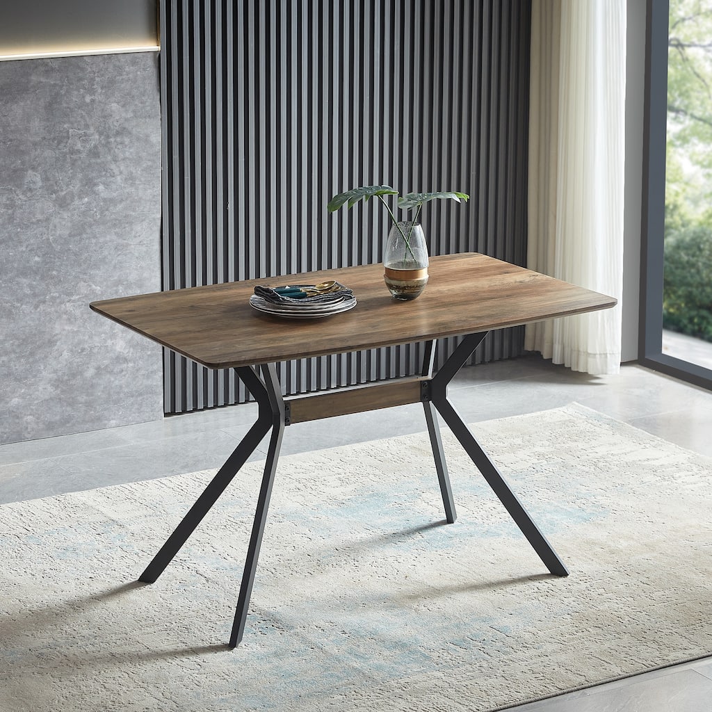 Modern Industrial Dining Table with Certified Wood and Child Safe Edges for Compact Open Plan Spaces