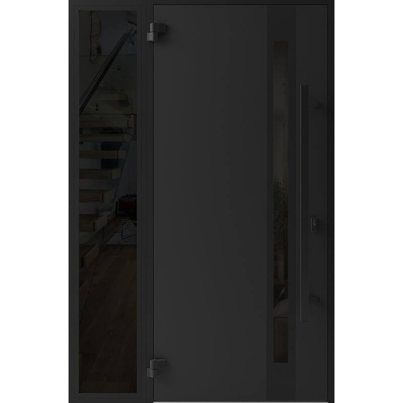 Front Exterior Prehung Steel Door Ronex 1033 Teak Entry Metal Painted W36xH80 Left hand Inswing