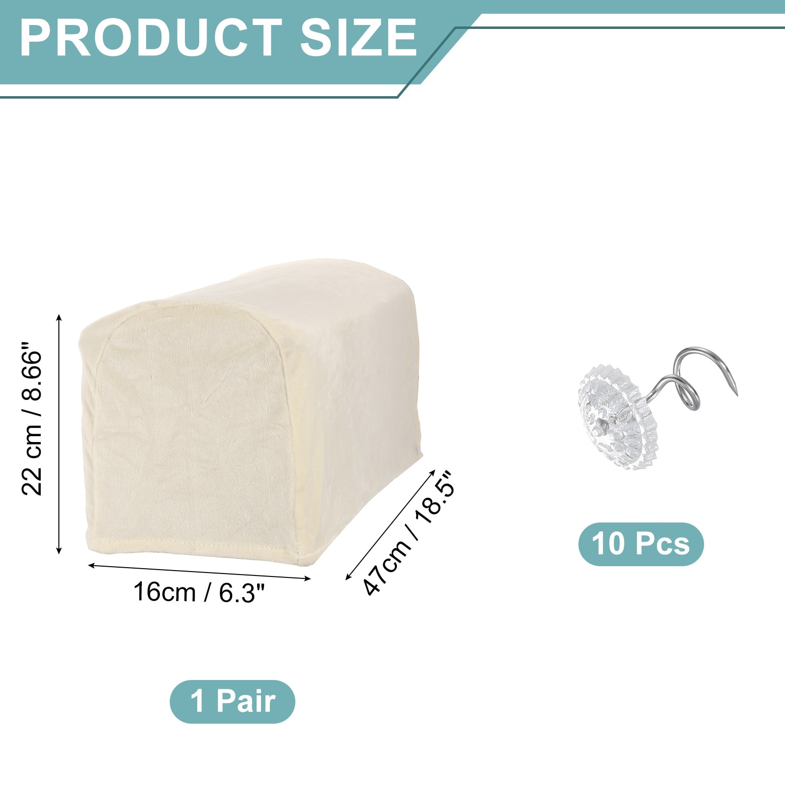 Couch Arm Cover, Stretch Sofa Armrest Cover with Twist Nails Scratch-Resistant Furniture Protector for Sofas Chairs, - 1Pcs