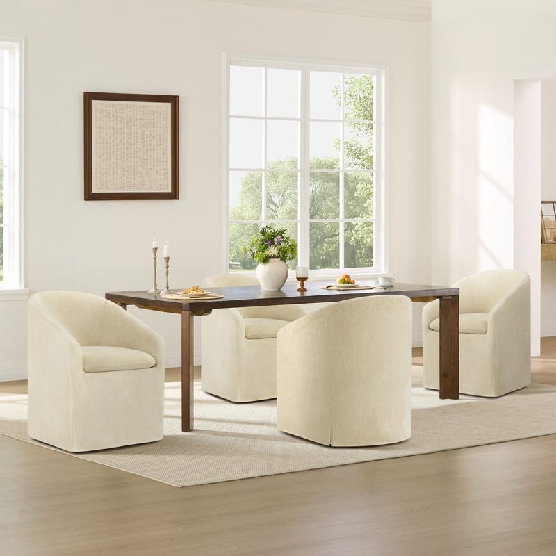 Spruce & Spring Modern Upholstered Dining Chair with Casters & Removable Slipcover