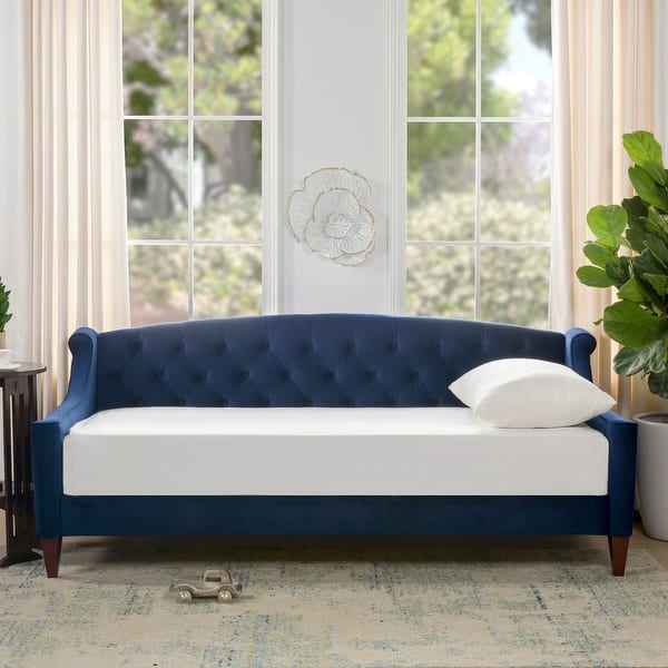 slide 2 of 26, Lucy 84" Mid-century Modern Upholstered Tufted Twin Daybed