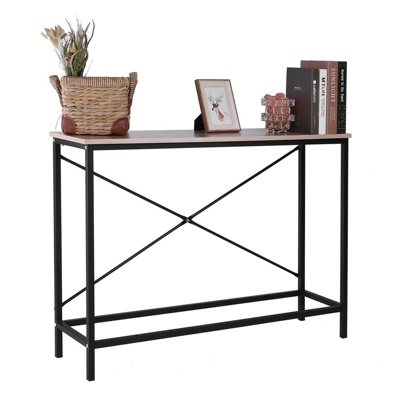 Simple Entry Console Table with Metal Frame,41" L x 12" W x 30" H