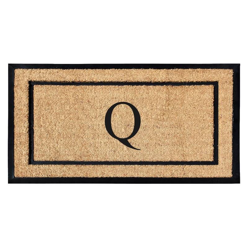 A1HC Natural Coir Monogrammed Door Mat for Front Door, Durable Large Outdoor Rug, Heavy Duty Welcome Doormat - 24" X 48"
