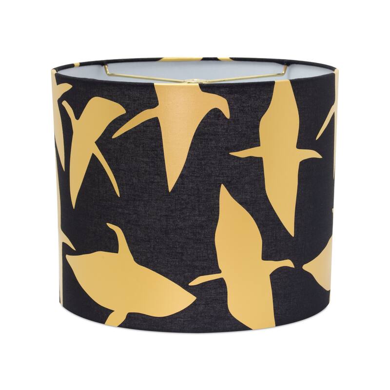 Linen Drum Lamp Shade with Cranes
