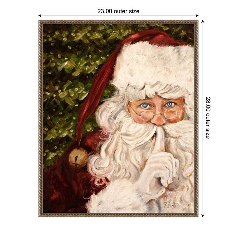 Secret Santa by Patricia Pinto Framed Canvas Wall Art Print - Gold