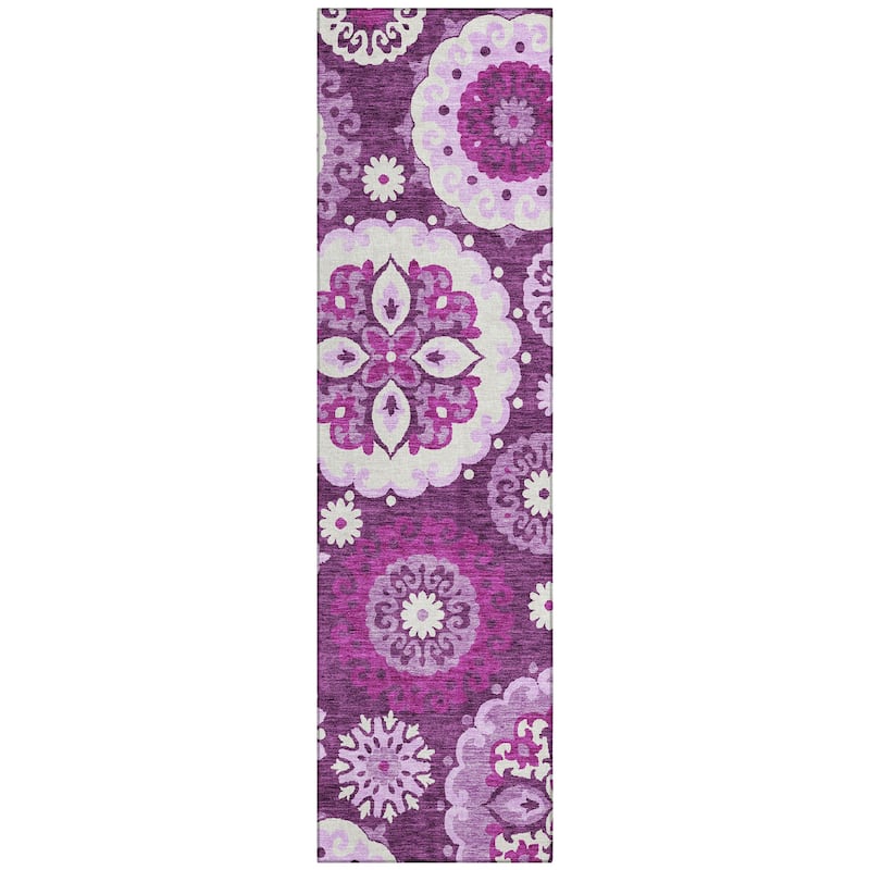 Machine Washable Indoor/ Outdoor Chantille Casual Medallion Rug