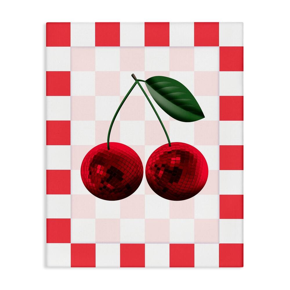 Stupell Disco Cherries on Checkered Canvas Wall Art Design By Marcus Prime
