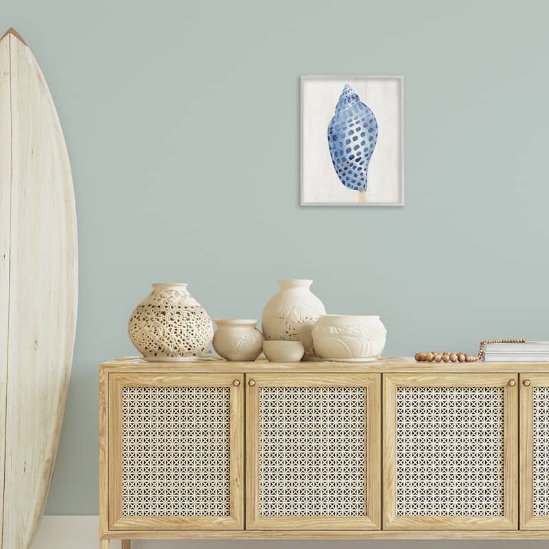 Stupell Spotted Blue Cowrie Shell Framed Giclee Art Design By Susan Arnot