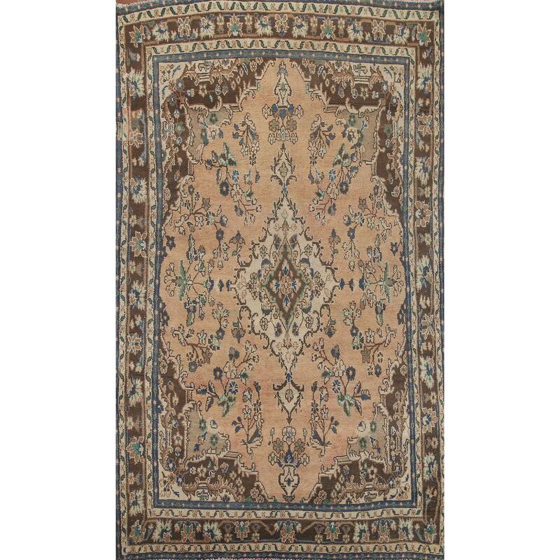 Hand Knotted Oriental 100% Wool Carpet Traditional Floral Peach Hamedan Area Rug - 10' 2'' X 6' 7''