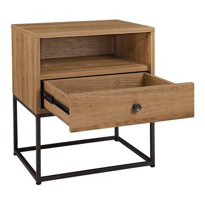Brown/Black 1 Drawer 20.13 in. W Nightstand with Sturdy Hardware and Ample Storage