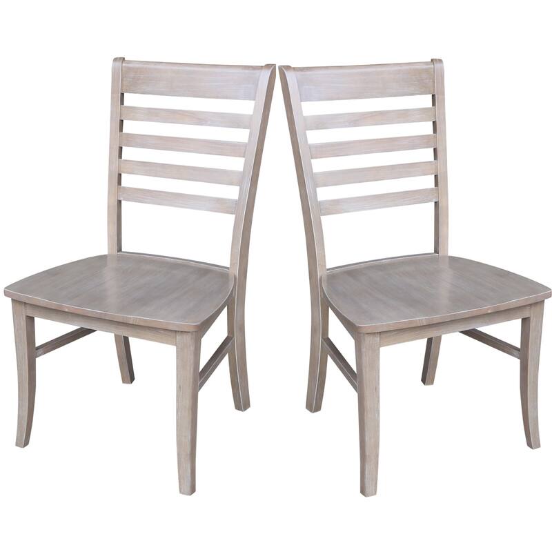 Solid Wood Cosmo Roma Dining Chairs, Set of Two - Washed Gray Taupe