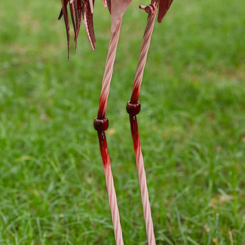 Glitzhome Metal Standing Crane Flamingo Garden Statue with Stakes Yard Art Sculpture Porch Decor
