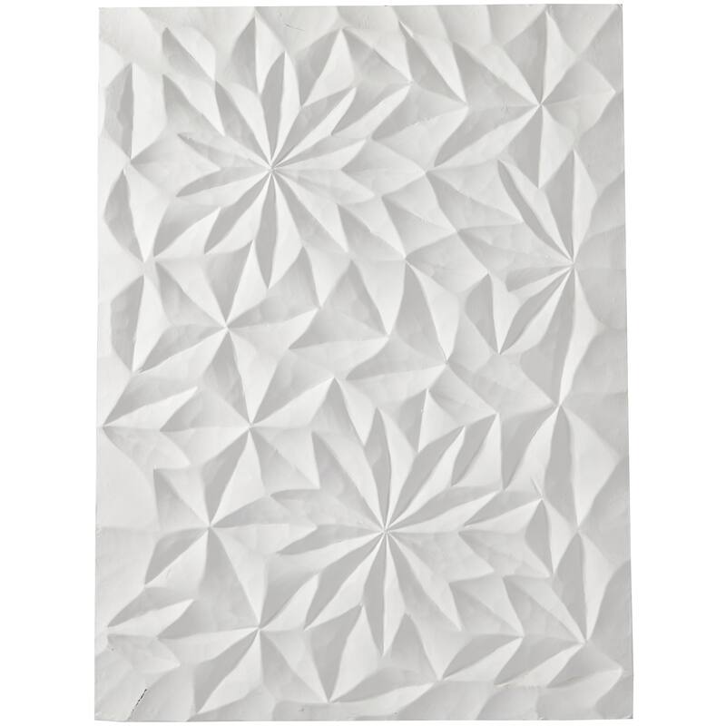CosmoLiving by Cosmopolitan White Wooden Handmade Carved Dimensional Abstract Panel Geometric Home Wall Decor