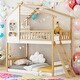 preview thumbnail 2 of 16, Roof and Windows Design Twin Over Twin Bunk Bed Wood Bed With Ladder